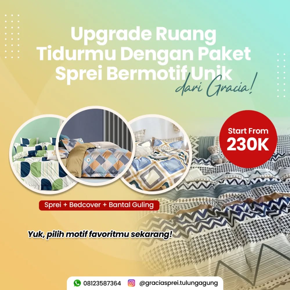 <p>Upgrade ruang tidurmu dengan paket sprei bermot